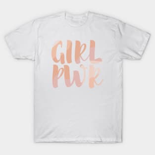 Girl Power Pwr Pink Beige Typo Lettering T-Shirt